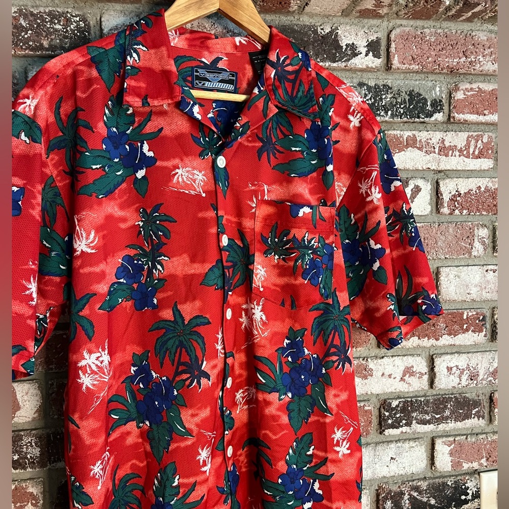 Men’s Vintage Hawaii Floral VECTOR button down Mesh Jersey Shirt
